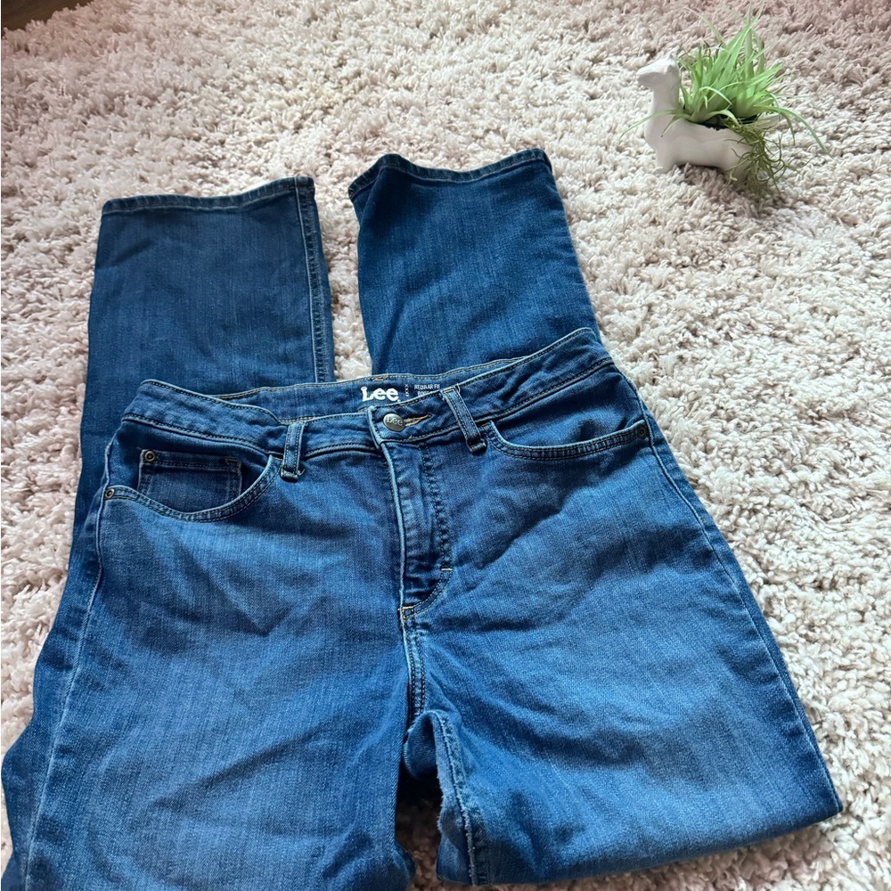 Lee blue boot cut denim cute dark wash regular fit boot cut jeans. Size … - Picture 2 of 5